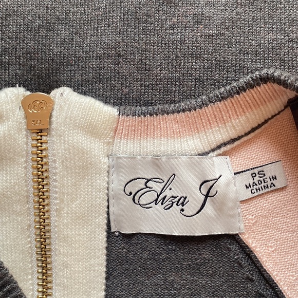 Eliza J, Size Petite Small, Grey/Pink/Cream Sweater Dress - Picture 4 of 6